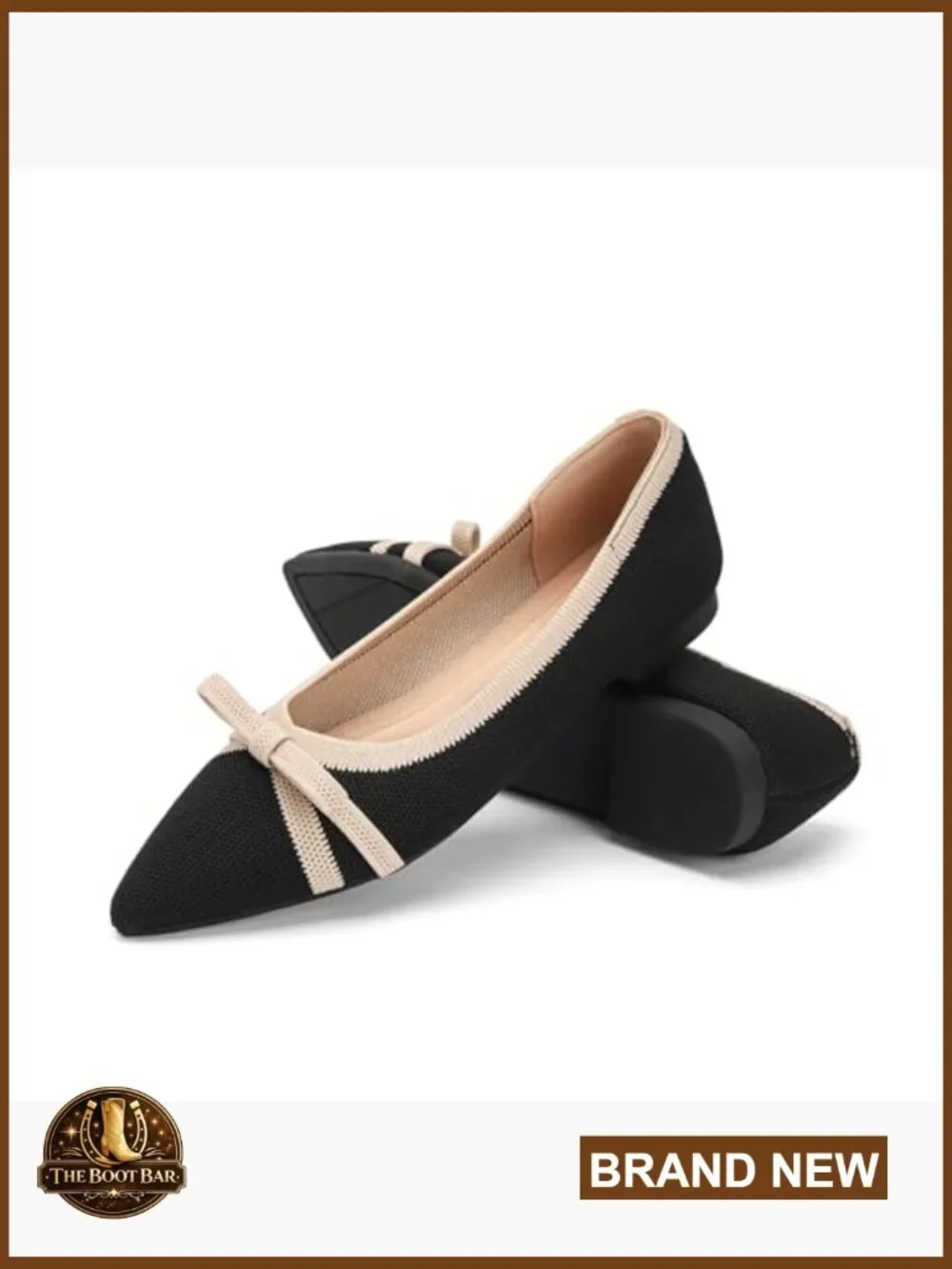 Pointed Toe Knit Ballet Flats Foldable Comfortable Slip On Office Casual
